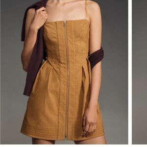 Anthropologie Maeve Structured Zip-Front Mini Dress Small